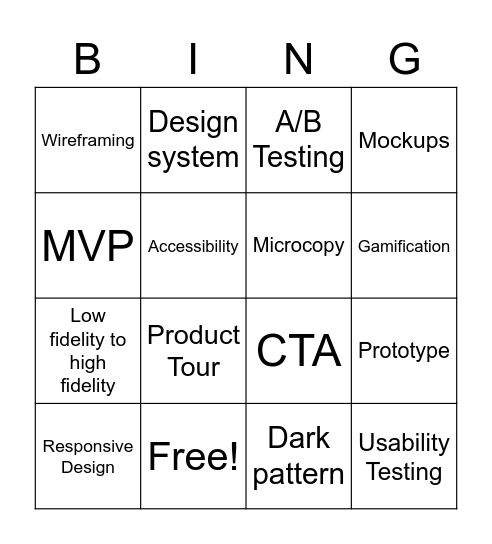 Product Team Bingo Card