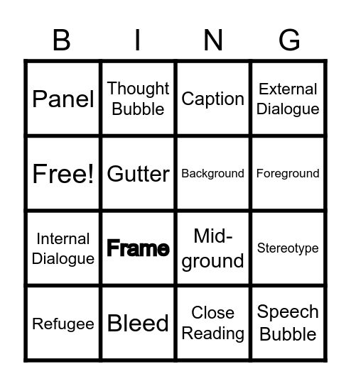 Graphic Novel Bingo Card