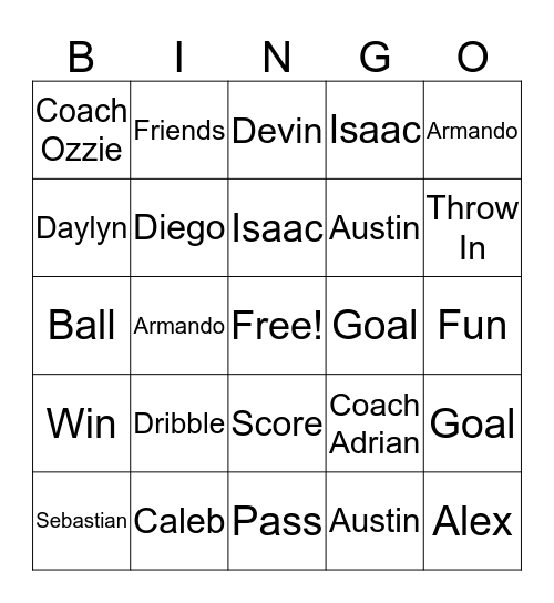 Mighty Blue Knights Soccer Bingo Card