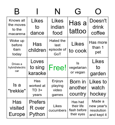 Accelerator IceBreaker Bingo Card