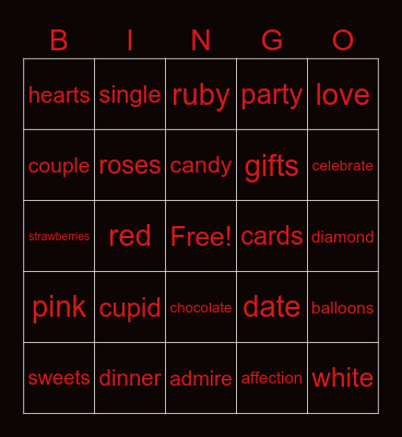 Valentine's Day Bingo Card