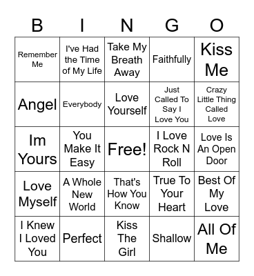 Valentine's Day Bingo Card