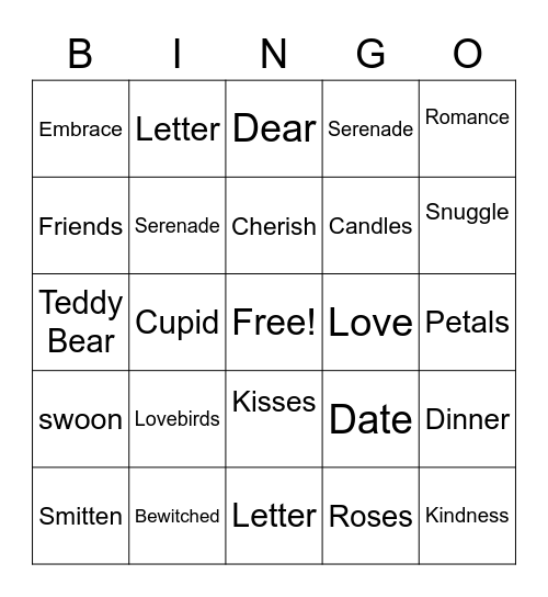 Valentine's Bingo Card