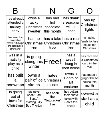 4th Annual Christmas Crawl 2015 Bingo Card