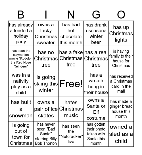 4th Annual Christmas Crawl 2015 Bingo Card