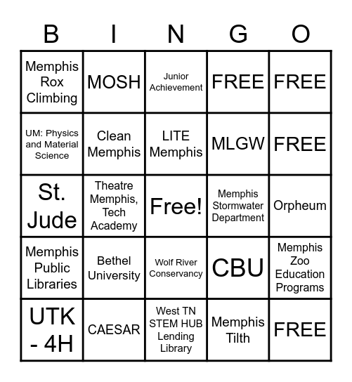 Community Partner Bingo Card
