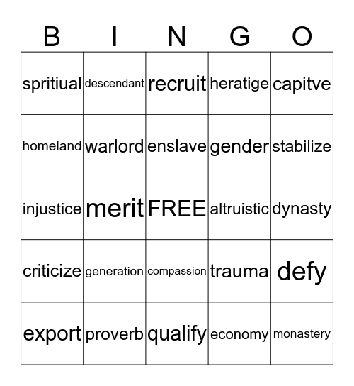 Final Week Bingo 4 Bingo Card