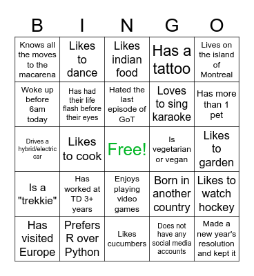 Accelerator IceBreaker Bingo Card