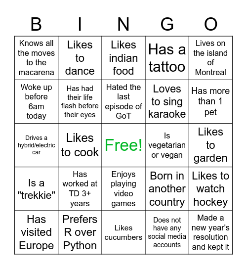 Accelerator IceBreaker Bingo Card