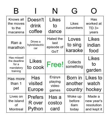 Accelerator IceBreaker Bingo Card