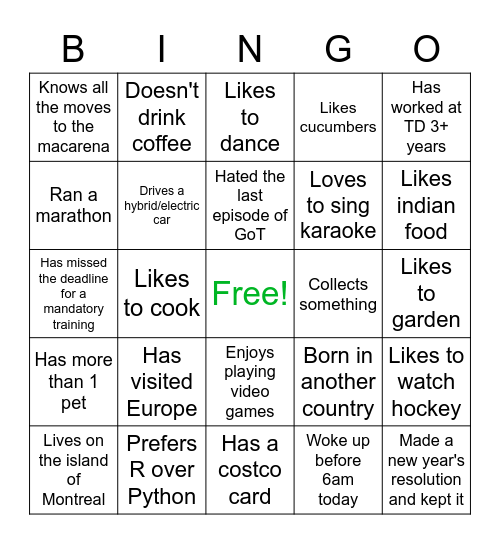Accelerator IceBreaker Bingo Card