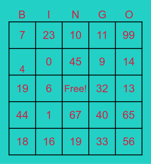 Valentine Bingo Card