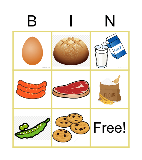Countable and uncountable nouns Bingo Card