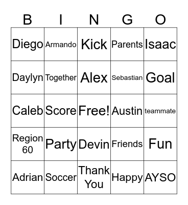 MIGHTY BLUE KNIGHTS SOCCER Bingo Card