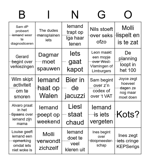 BSG-WEEKEND-BINGO (sorry not sorry) Bingo Card