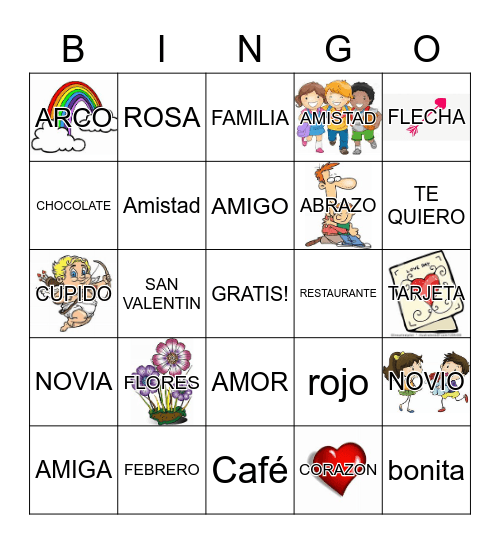 DIA DE AMOR Y AMISTAD Bingo Card