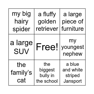 Appositives Bingo Card
