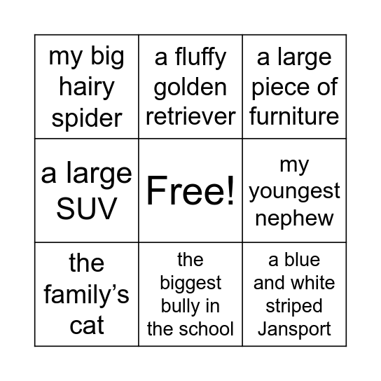 Appositives Bingo Card