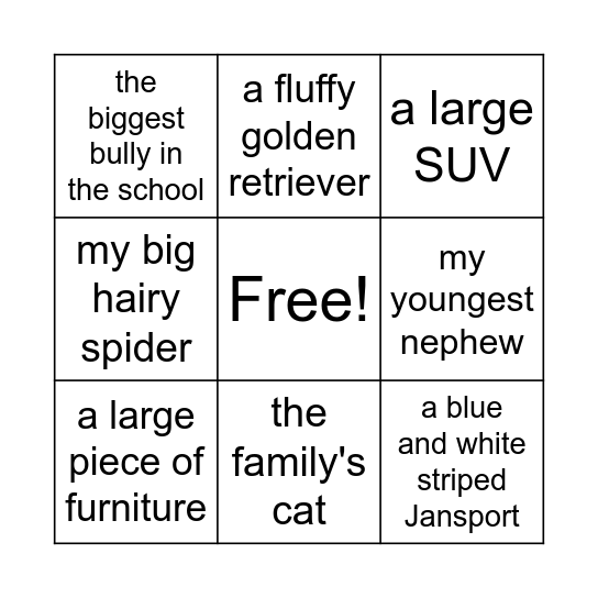 Appositives Bingo Card