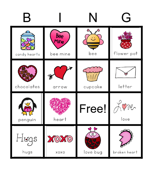 Valentines Day Bingo Card