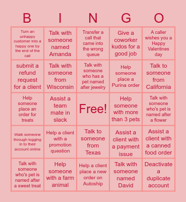 Valentines Day Bingo Card