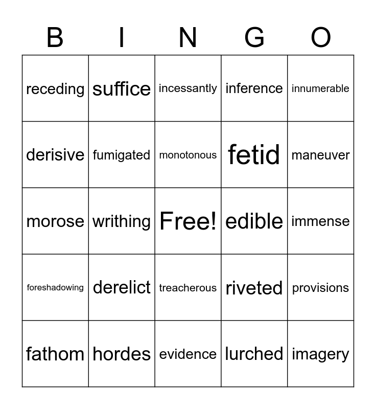 Three Skeleton Key Vocabulary Review Bingo Card