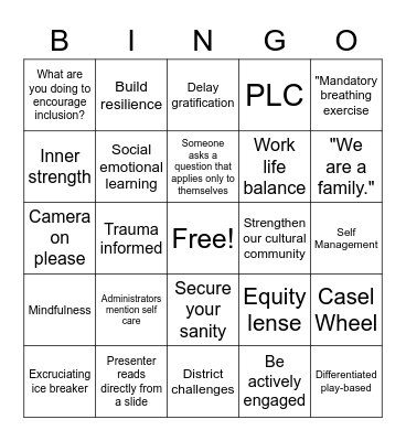 PD Bingo Card