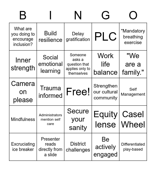 PD Bingo Card