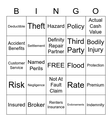 Southern Harvest Insurance BINGO! Bingo Card