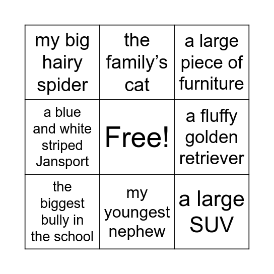 Appositives Bingo Card