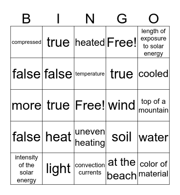 Uneven Heating & Air Pressure Bingo Card