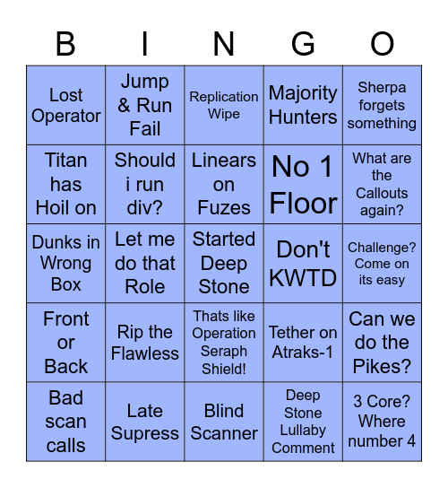 Crypt Bingo Card