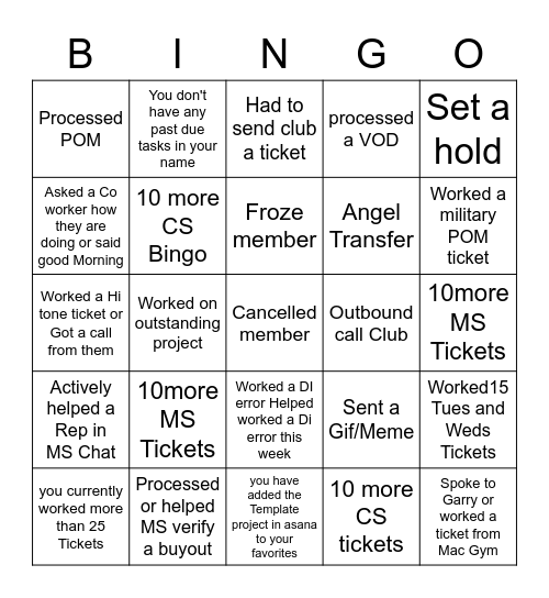 CS Work Bingo Card