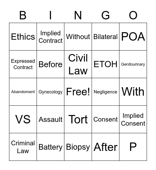 Chapter 5 Vocab Bingo Card