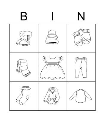 Winter Clothes Bingo Card