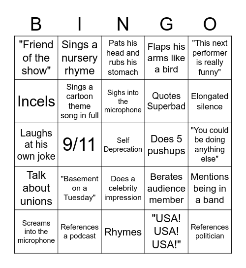 Alex hosting Bingo Card