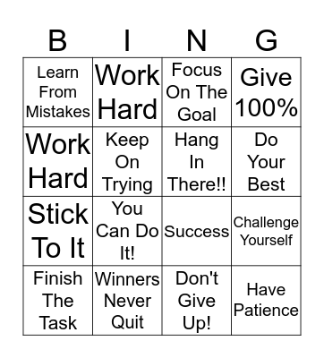 PERSEVERANCE Bingo Card