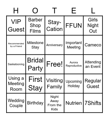 Alt Front Desk Bingo Card