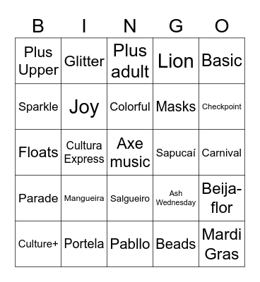 Carnival Bingo Card