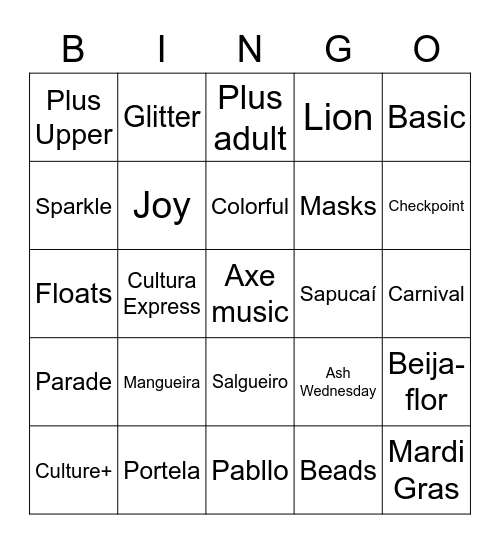 Carnival Bingo Card