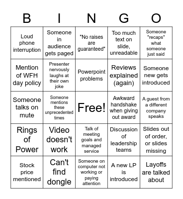 All-Hands Bingo! Bingo Card