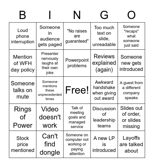 All-Hands Bingo! Bingo Card