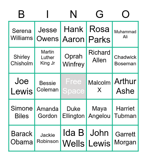 Black History Month Bingo Card