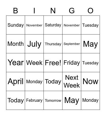 ASL Bingo Card