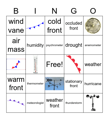 Weather Bingo Card