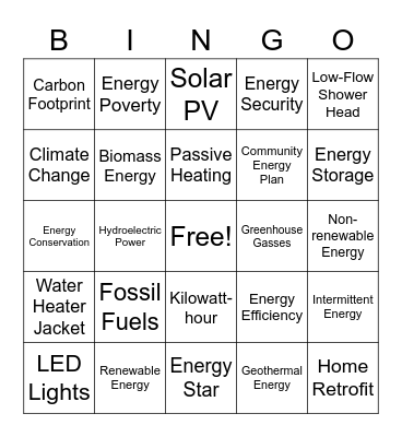 Community Energy Bingo! Bingo Card