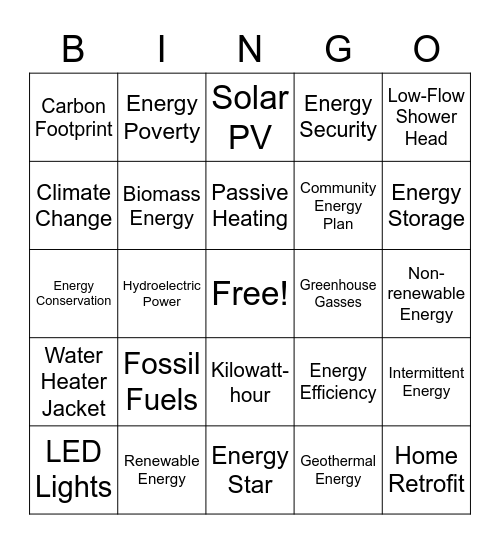Community Energy Bingo! Bingo Card