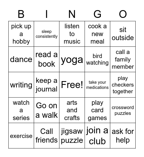 Remedies for SAD Bingo Card