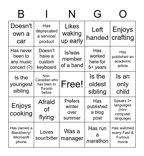 Untitled Bingo Card
