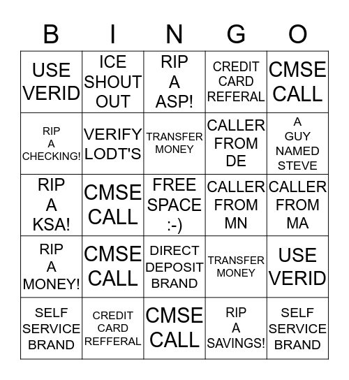 360 BINGO! Bingo Card